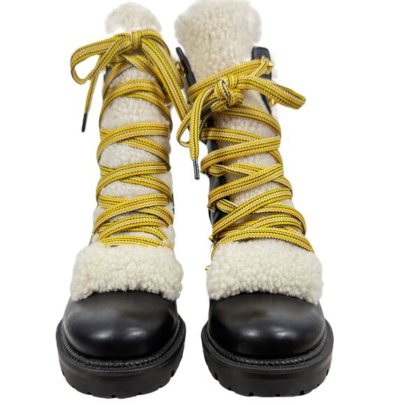 Christian Louboutin Yetita Shearling Leather Hiking Boots Black Size 36.5 - Picture 5 of 11
